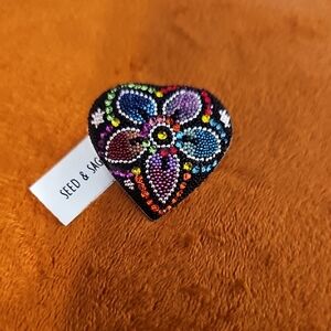 Seed & Sage Colorful Floral Heart Brooch/pendant 925 Silver